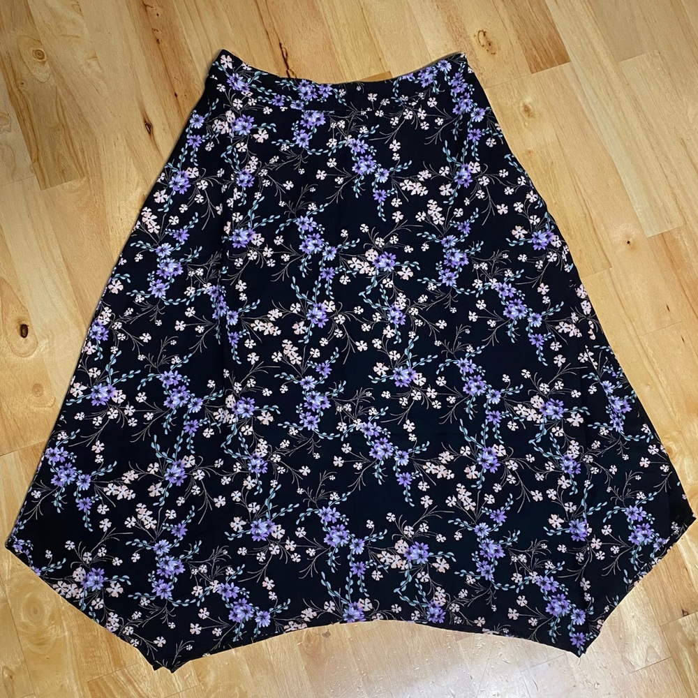 19Cooper brand midi black floral skirt